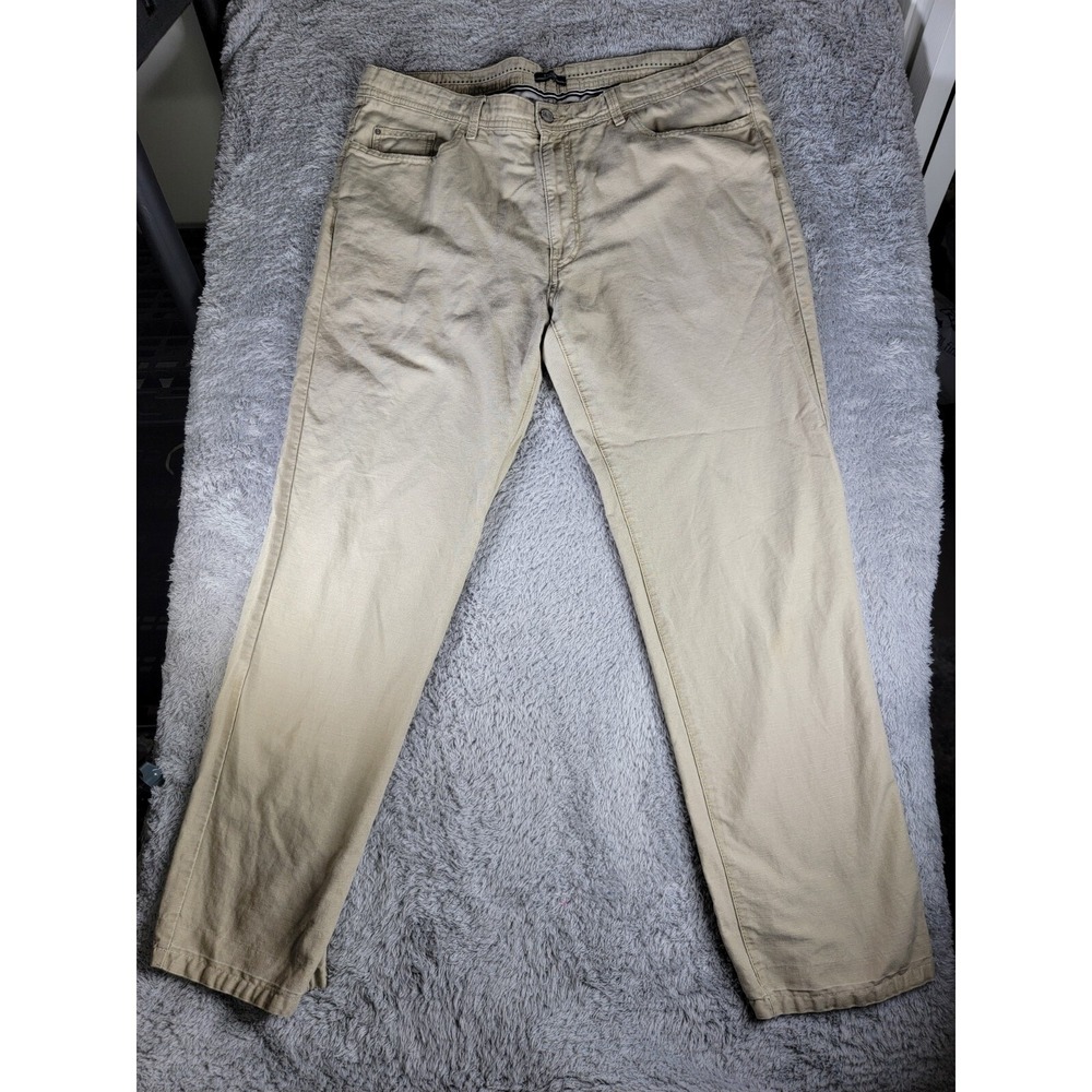 Dustin Pants Mens 42x30 Beige Khaki Chino Linen Cotton Stretch